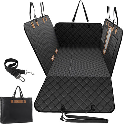 600D Heavy Duty Dog Car Seat Cover for Back Seat, 2026 Upgraded | Hard Bottom Back Seat Extender for Pets- Holds 600Lbs, Waterproof Scratch Proof Nonslip Dog Hammock for Cars Trucks and Suvs